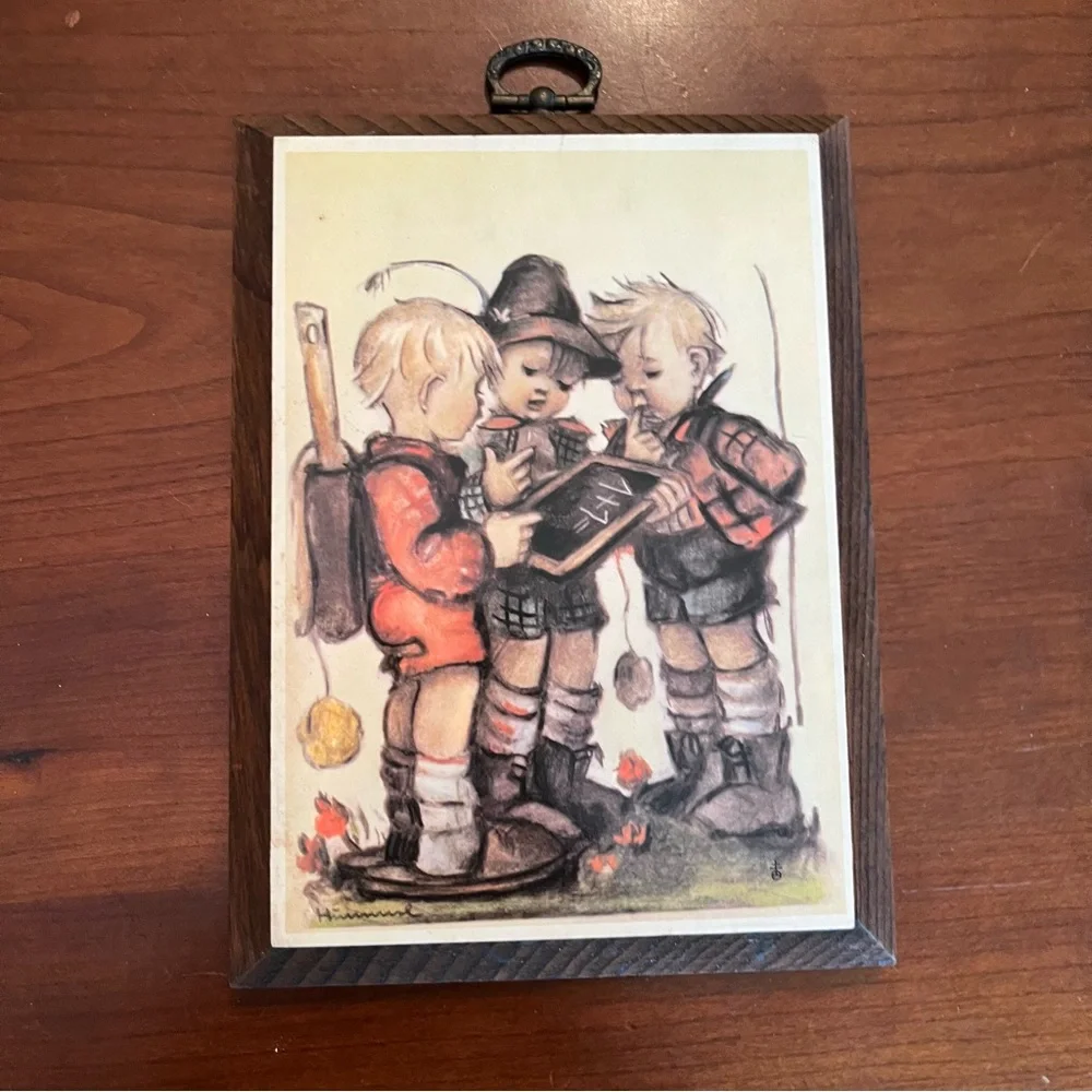 Vintage Hummel Wooden Decorative Wall Plaques Cottage Core Decor Set of 4